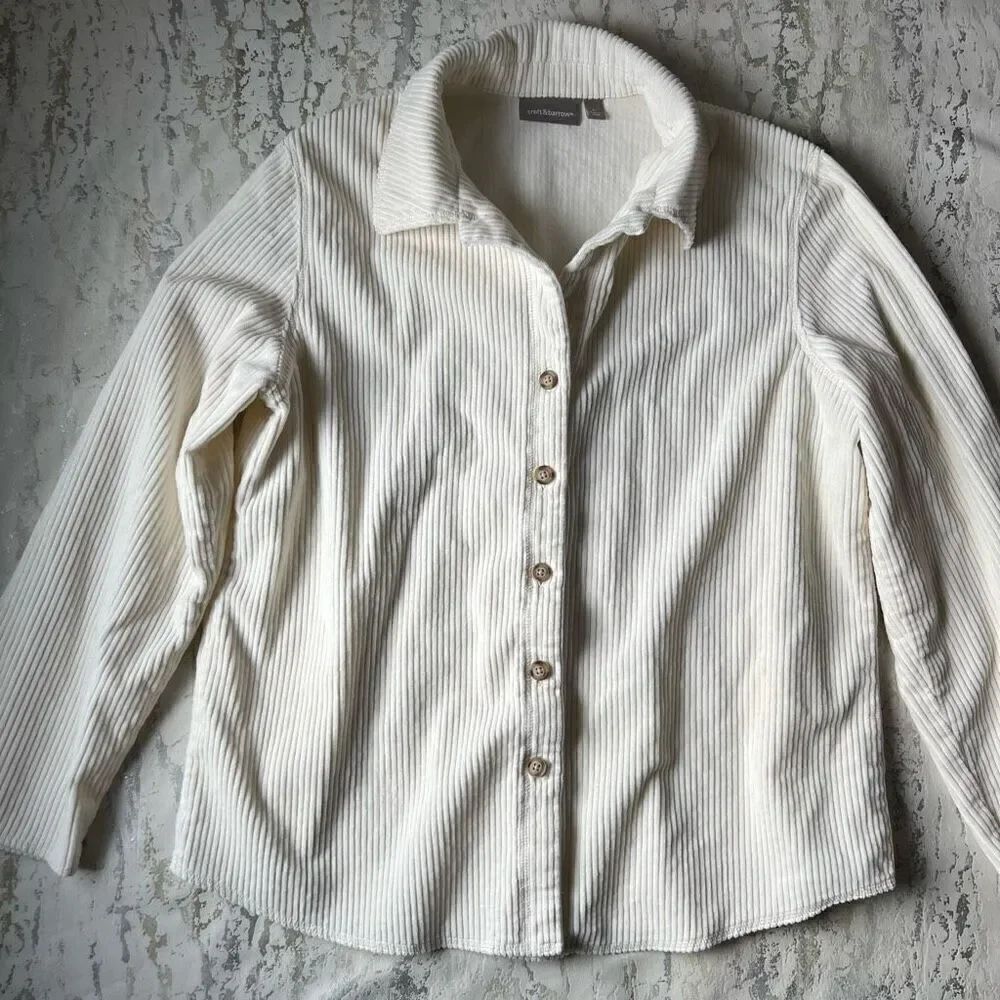 Croft & Barrow Cream corduroy button down
